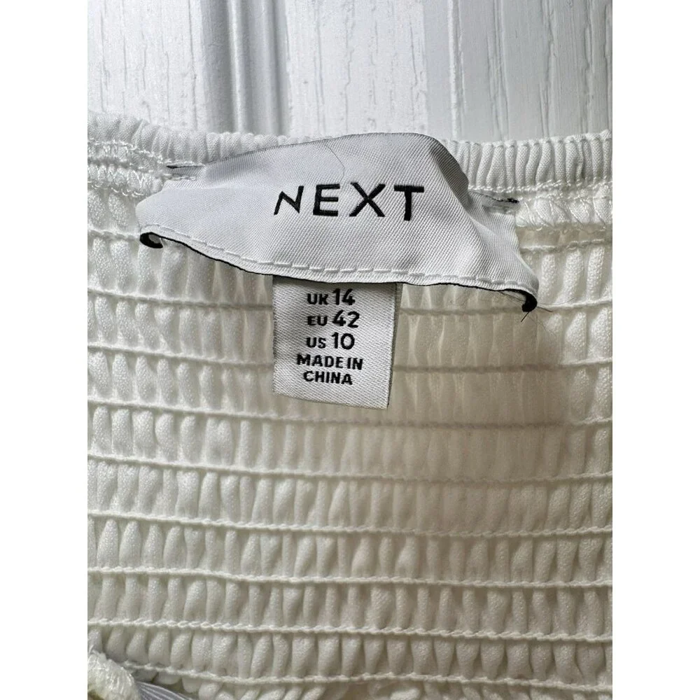 White Cottagecore Mini Dress Crochet Floral Boho Sundress Size L 10 - Picture 7 of 11